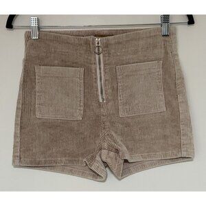 POL Women’s Tan High Rise Corduroy Zip Front Shorts Size Small